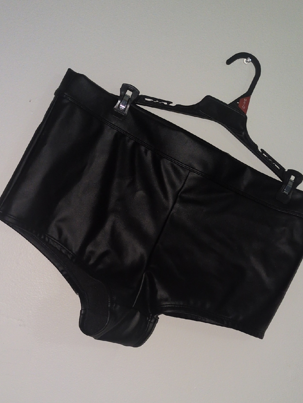 Black Faux Leather Women's Shorts